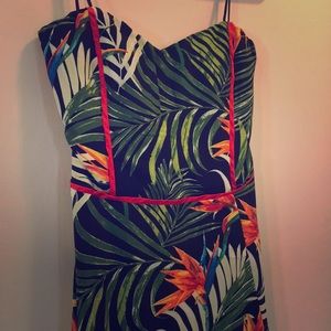 Tropical Maxi Dress, Strapless with tie in back